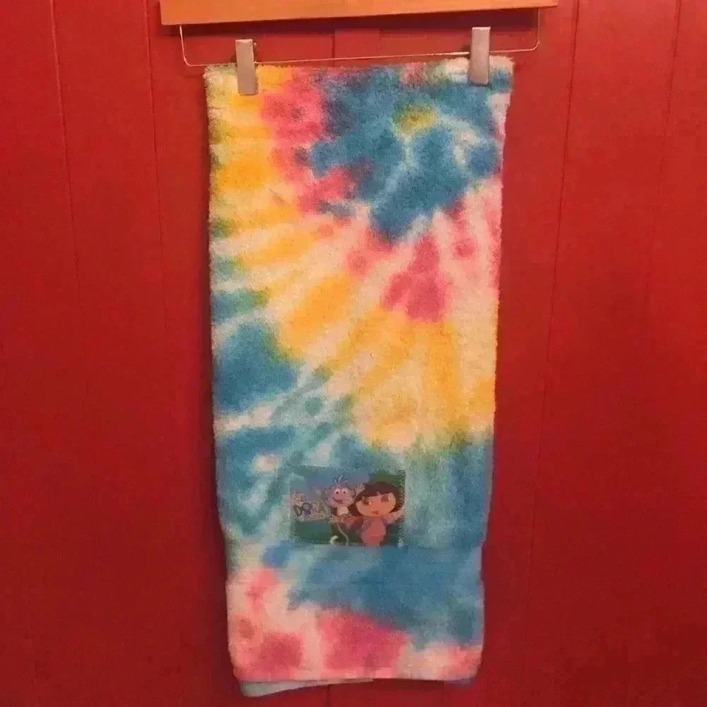 New! Hand Tie dye Dora the explorer  Beach towel.